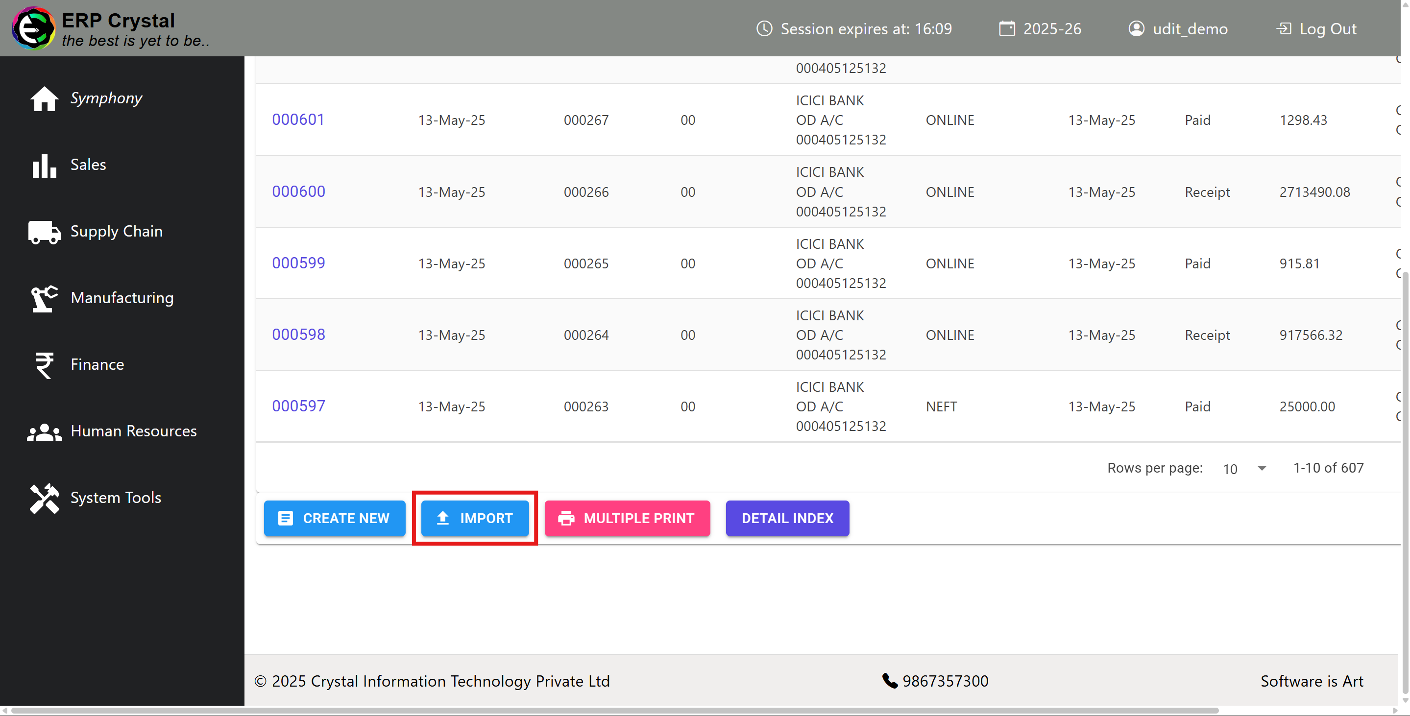 VoucherReceipt Index