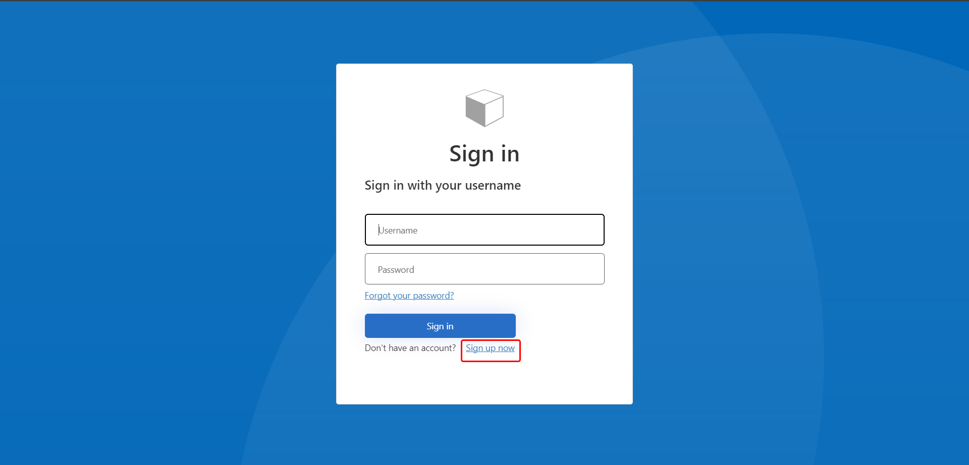 Login page with Sign Up link highlighted